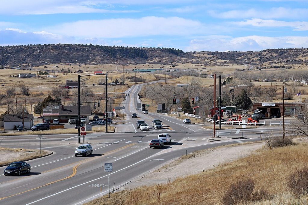 Franktown and the intersection of state highways 83 and 86. by Jeffrey Beall is licensed under CC BY 4.0